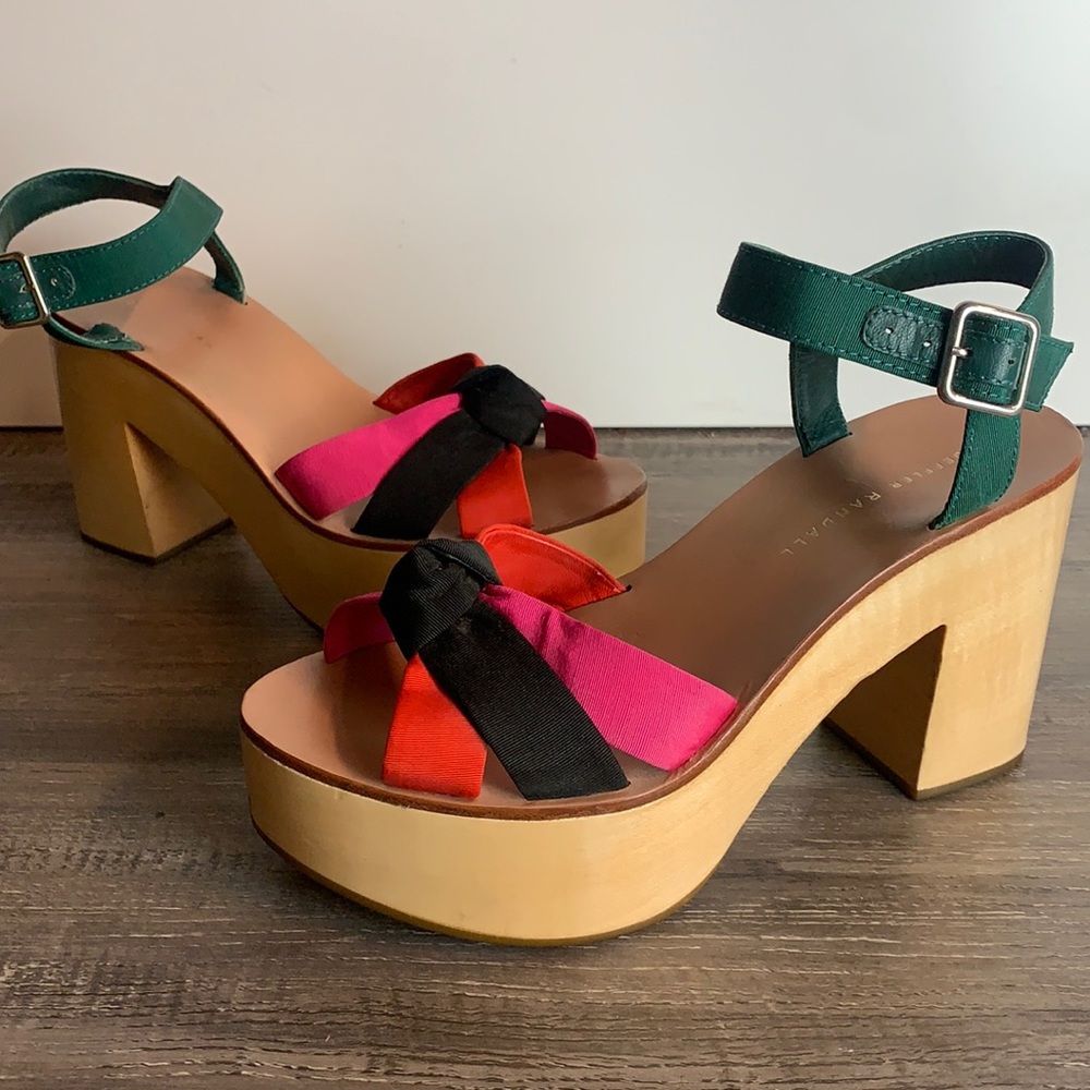 Loeffler Randall Pink and Black Strappy Sandals